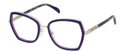 Tous Eyeglass Frame Butterfly Purple VTOB65 0D89