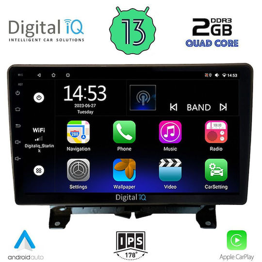 Digital IQ Автомобилна Аудио Система 2DIN (Блутут/USB/AUX/WiFi/GPS/Apple-Carplay/Android-Auto) с Тъчскрийн 9"
