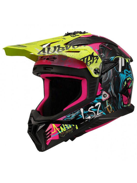 LS2 MX708 Fast II Gorilla Purple/H-V Yellow Mot...