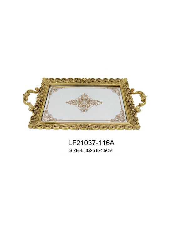 Oriana Ferelli Polyresin Rectangular Decorative Tray with Mirror 45.3x25.6cm