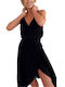 Summer Midi Dress Wrap with Tearing Black