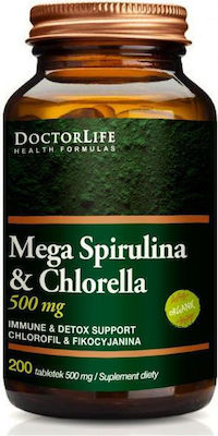 Doctor Life Σπιρουλίνα 500mg 200 ταμπλέτες Mega Spirulina & Chlorella