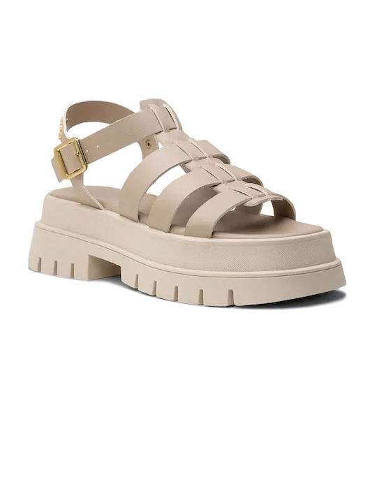 Replay Damen Flache Sandalen in Beige Farbe