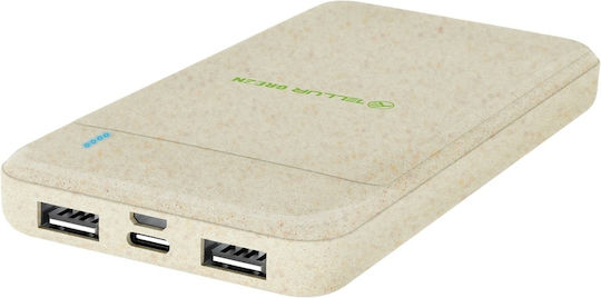 Tellur PD103 Външна Батерия 10000mAh 18W с 2 USB-A Изходни Порта и USB-C Изходен Порт Зелен