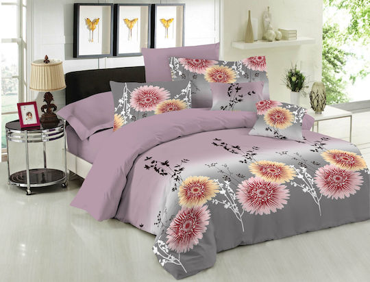 Le Blanc Сет Чаршафи 170x240см. Chrysanthemum Люляк 3бр