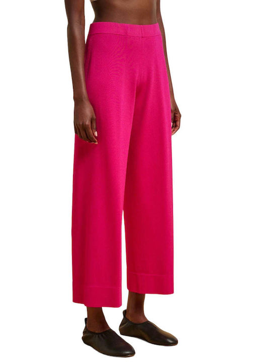 Liviana Conti Women's High-waisted Fabric Trousers in Loose Fit Fuchsia