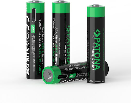 Patona Premium Rechargeable Battery AAA Li-ion 500mAh 1.5V 4pcs