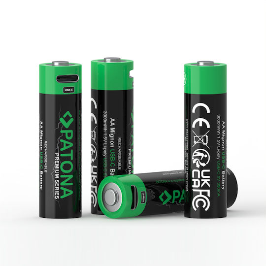 Patona Premium Επαναφορτιζόμενες Μπαταρίες AA Li-ion 2000mAh 1.5V 4τμχ