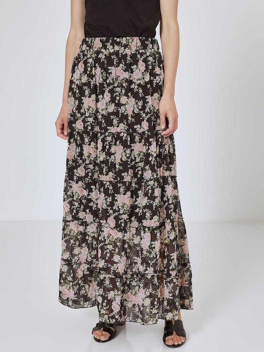 Celestino High Waist Maxi Skirt Floral in Black color