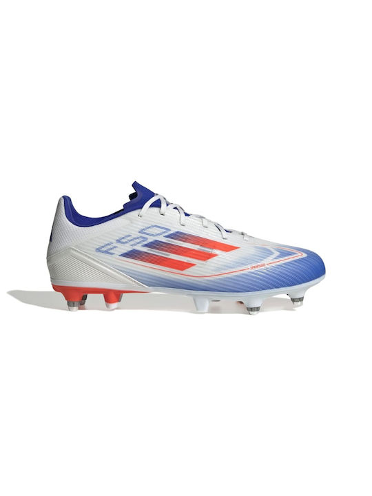 Adidas F50 League SG Low Football Shoes with Cleats Cloud White / Solar Red / Lucid Blue