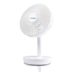 Ventilator de masă USB reîncărcabil 18cm alb Ho...