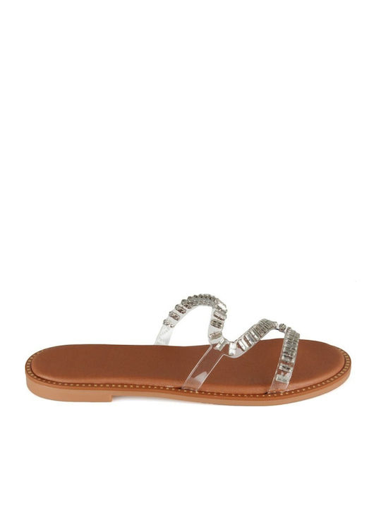 Leather Women's Flat Sandals in White Color