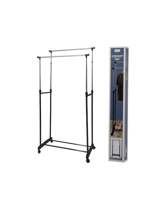 ArteLibre Rollbar Kleiderständer Teleskopisch Schwarz 80x42x95cm