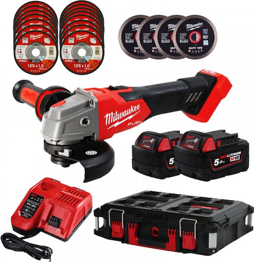 Milwaukee FSAG125XB100P-502P Grinder 125mm Battery Brushless 2x5Ah