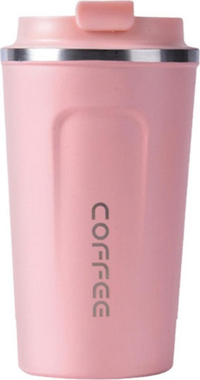 Pahar Termos Oțel inoxidabil / Plastic 500ml PINK