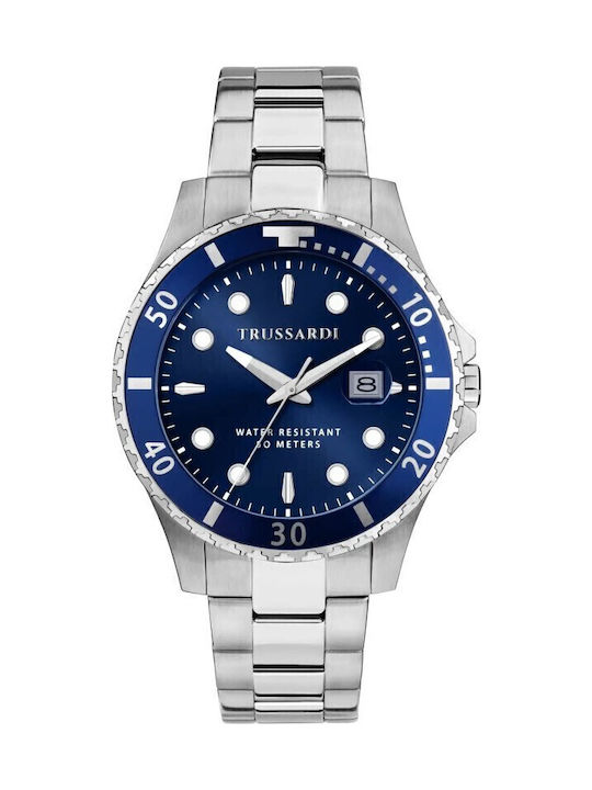 Trussardi City Men's Watch Battery with Blue Metal Bracelet