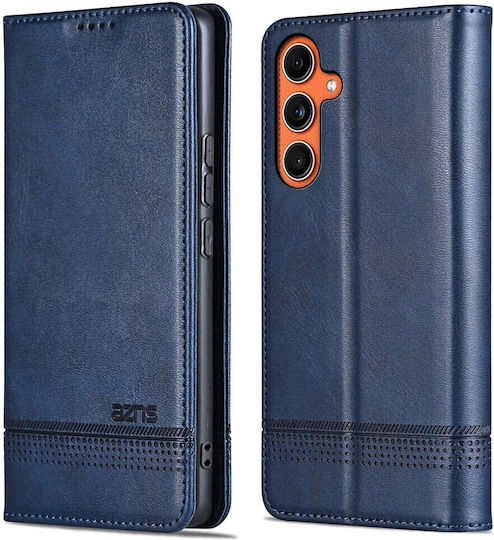 Litchi Retro V4 Texture Back Cover Δερμάτινο Μαγνητικό Μπλε (Galaxy M55)