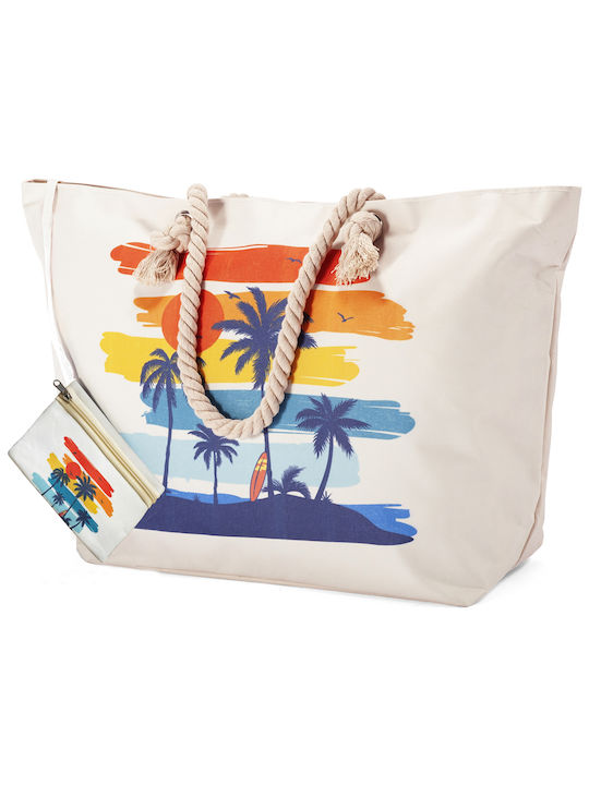 Benzi Fabric Beach Bag with Wallet White