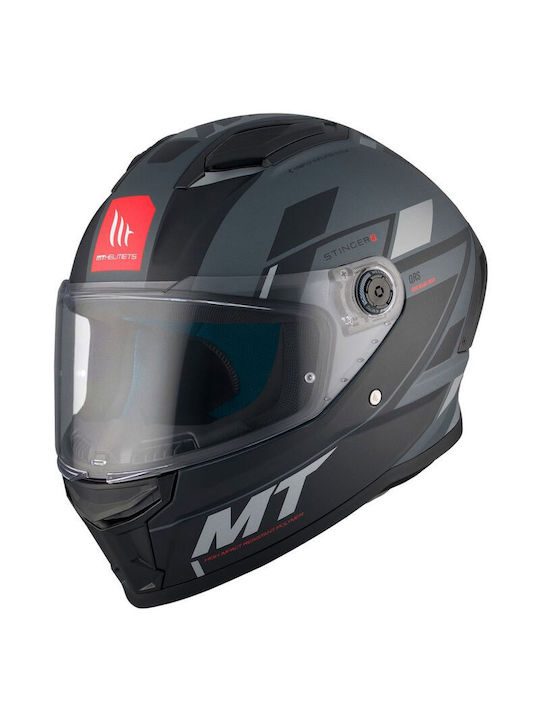 MT Stinger 2 C2 Black/Grey Matt Cască de motocicletă Față întreagă DOT / ECE 22.06 1450gr