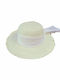 Two In A Castle Kids' Hat Straw Beige White Ribbon