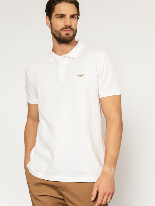 Edward Jeans Men's Short Sleeve Blouse Polo White