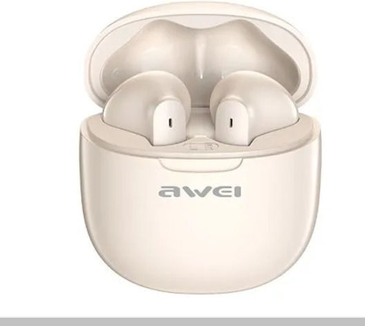 Awei T68 Earbud Bluetooth хендсфри Слушалки с Кутийка за Зареждане Бежов