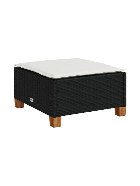 Băncuță Cub Pentru Exterior Rattan Cu Pernă Neagră 63.5x56x32cm