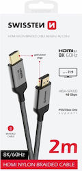 Swissten 75501201 HDMI 2.1 Geflochtenes HDMI-Kabel HDMI-Stecker - HDMI-Stecker 2m Grau Swissten 75501201 HDMI 2.1 Geflochtenes HDMI-Kabel HDMI-Stecker - HDMI-Stecker 2m Grau