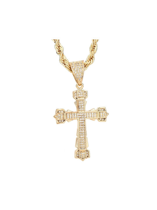 Women's Gold Plated Cross Iced Cross Pendant