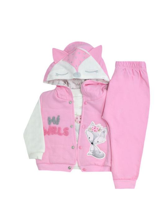 Extan Bebe Kids Sweatpants Set White/Pink