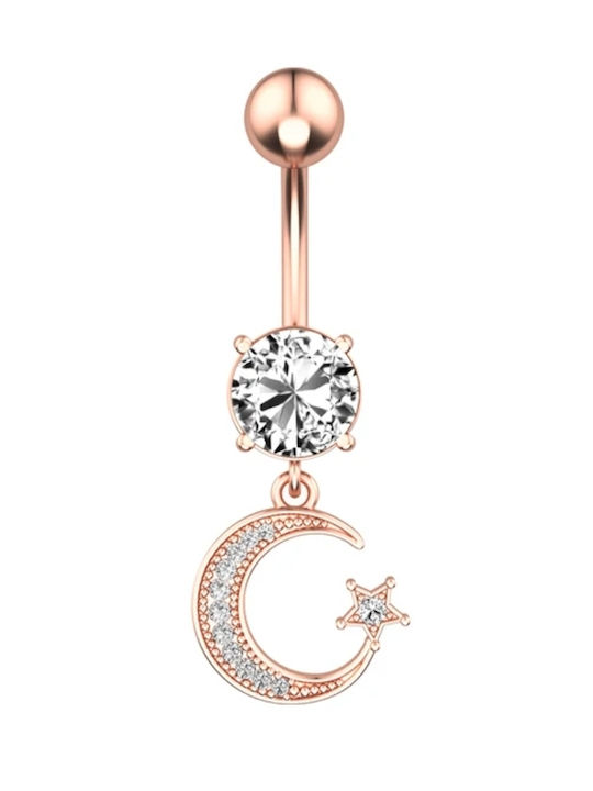 Amalfi Accessories Σκουλαρίκι Αφαλού από Επιχρυσωμένο Ατσάλι Ροζ