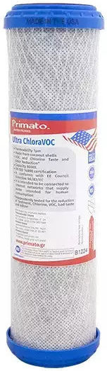 Primato Filtru de Apă de Înlocuire pentru Blat și Sub Blat din Cărbune Activ 10" Ultra ChloraVoc 1 μm - micrometru