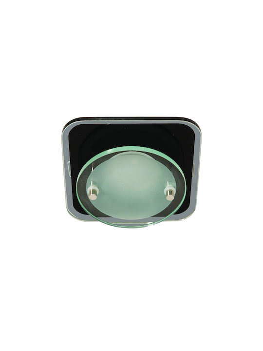 DIL Square Glass Recessed Spot with Socket GU5.3 Black 1pcs
