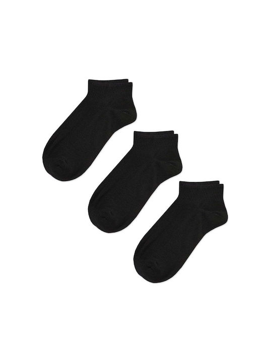 Q&y Βαμβακερές Αντρικές Μονόχρωμες Ημίκοντες Κάλτσες 3 Ζευγάρια