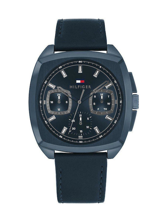 Tommy Hilfiger Watch Battery with Blue Leather Strap