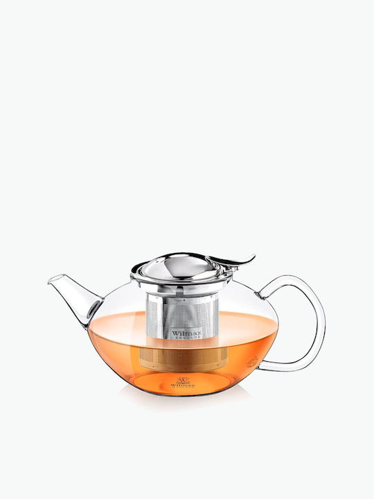 Wilmax Τσαγιέρα με Φίλτρο Γυάλινη Διάφανη 650ml