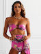 Set Bikini Ψηλόμεσο Floral Φούξια