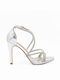 Tulipano Women's Sandals with Strass & Ankle Strap Silver