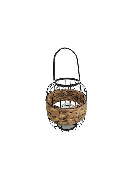 Espiel Tabletop Wicker Lantern Black 24x24x29cm