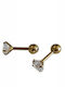Kostibas Fashion Обеци Piercing от Позлатена Стомана 1.2mm Златисто / Бяло