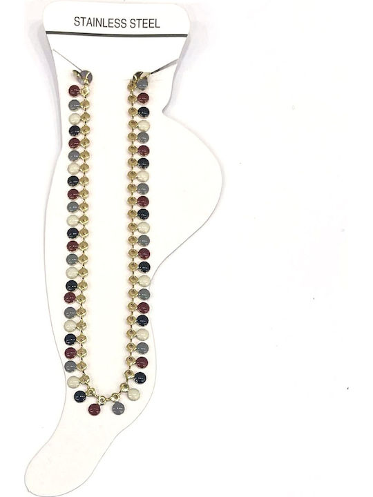 Kostibas Fashion Gold Plated Steel Anklet with Multicolour Chain