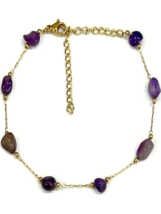 Kostibas Fashion Gold Plated Steel Anklet Chain Purple