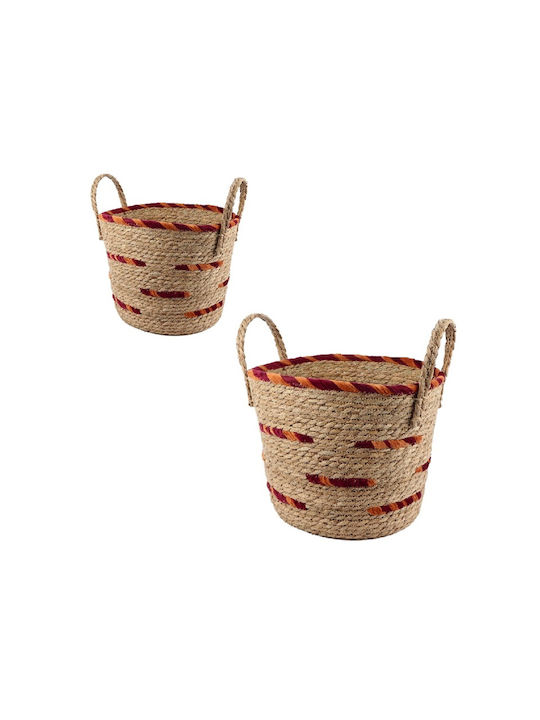 Set of Decorative Baskets Straw Beige 30x27cm 2pcs Espiel