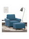 Sessel mit Fußhocker Samt Blue 92x77x80cm