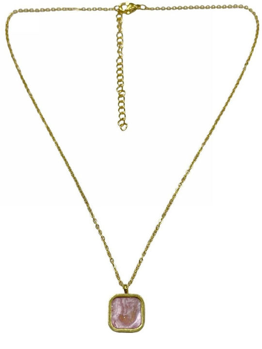 Kostibas Fashion Kolie aus Vergoldetem Stahl Rosa