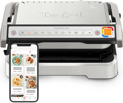 Tefal Optigrill 4-in-1 Επιτραπέζια Ηλεκτρική Ψησταριά 2100W με Καπάκι και Ρυθμιζόμενο Θερμοστάστη