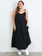 Bubble Chic Summer Dress with Ruffle Black