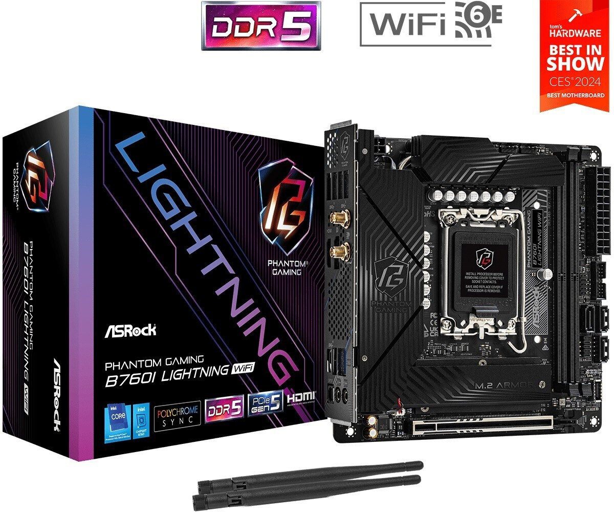 ASRock B760I Lightning WiFi Motherboard Micro ATX με Intel 1700 Socket (90-MXBNN0-A0UAYZ)