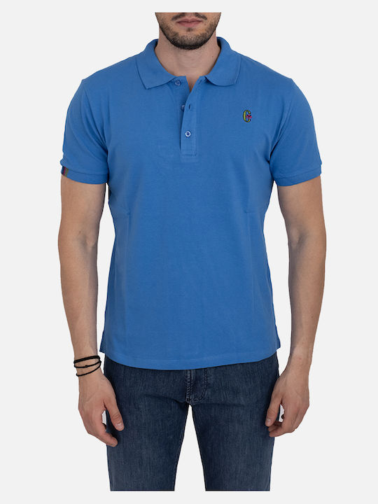 Conte Of Florence Men's Short Sleeve Blouse Polo Blue