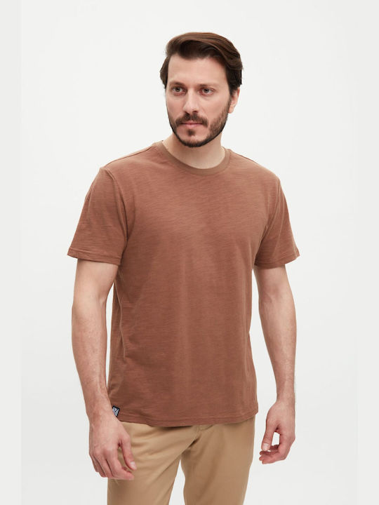 Beneto Maretti T-shirt Bărbătesc cu Mânecă Scurtă Camel